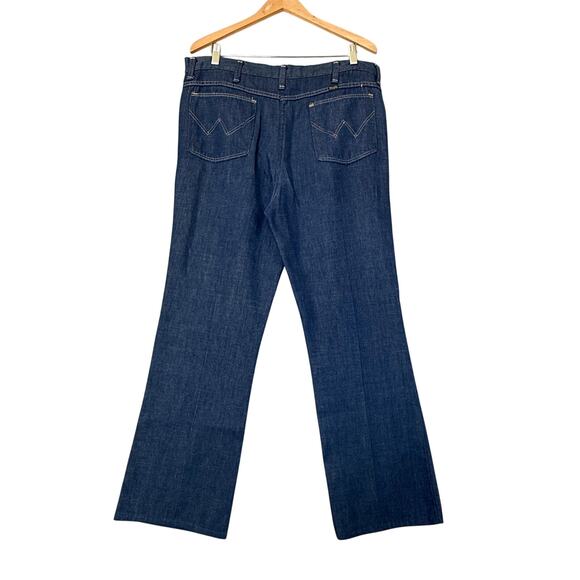 VTG Wranglers 70s Jeans Mens 38x30 Blue Denim Dark Wash Straight leg Western - Picture 9 of 9